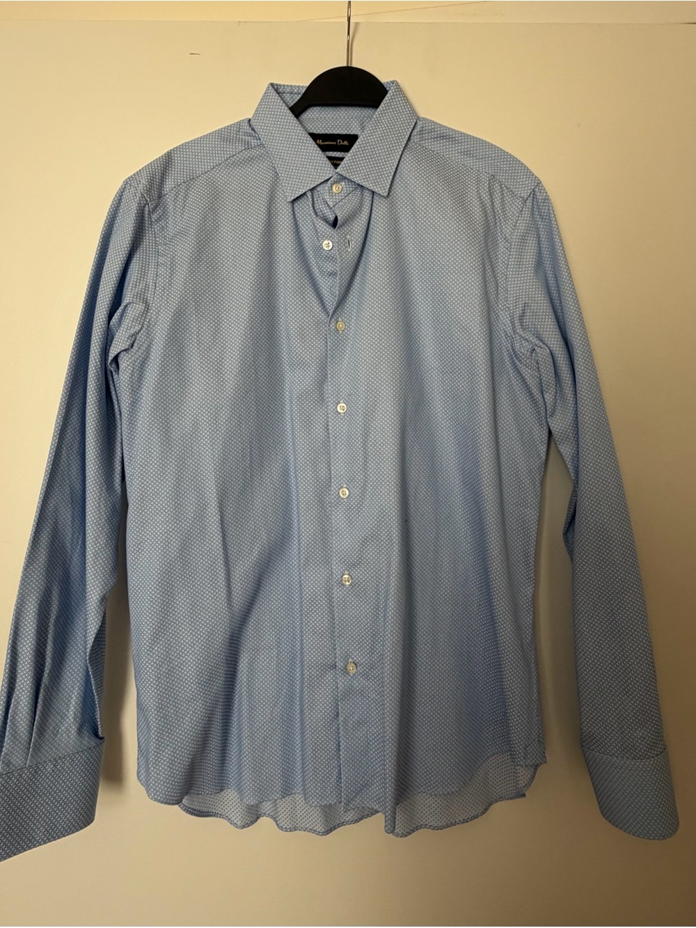 Massimo Dutti - Light Blue Patterned Men's Dress Shirt - Classic Fit